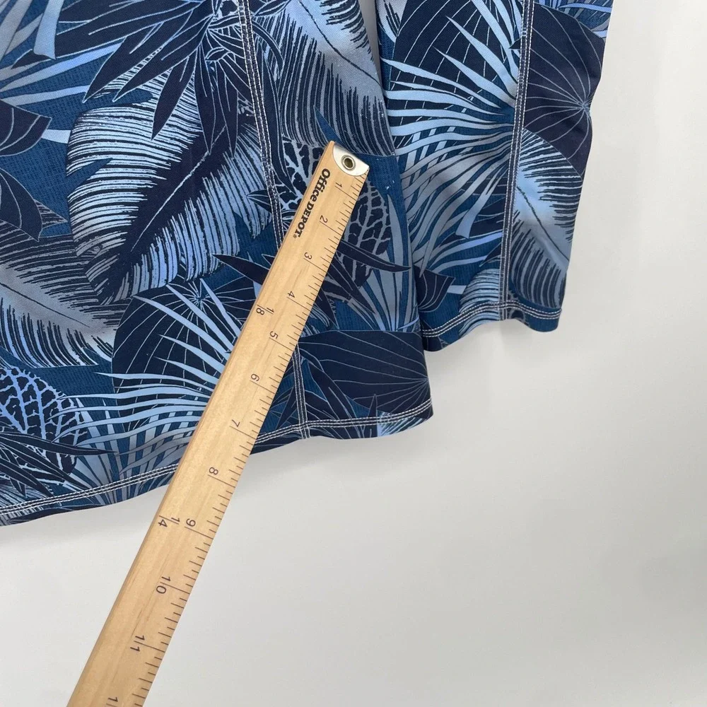 Tommy Bahama IslandActive Rash Guard Mens M‎ Blue Tropical Leaf Print Swim Top